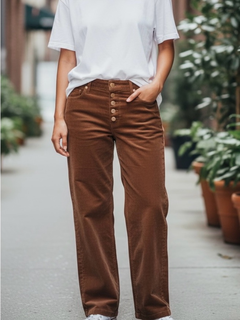 GAP Wide Leg Corduroy Pants in Brown